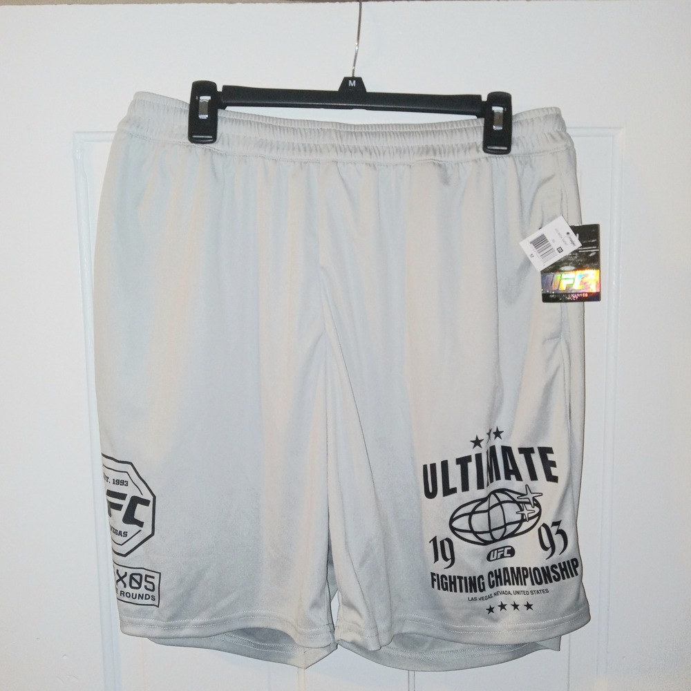 UFC Mesh Athletic Shorts Men Size M Gray Ultimate Fighting Championship Graphic